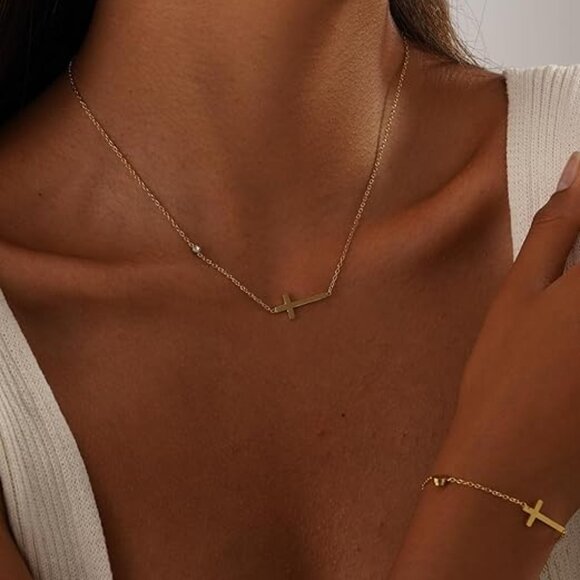 Neiman Marcus 14K Gold Plated Cross Necklace - Picture 6 of 6